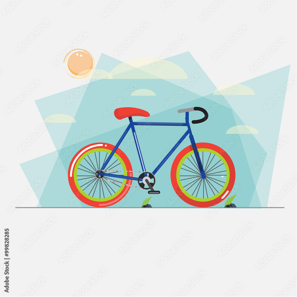 Fototapeta premium bicycle with abstract sky background - vector