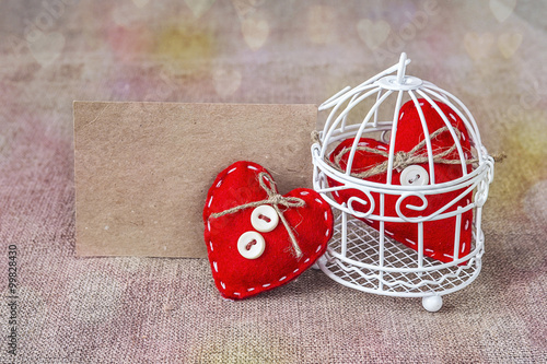 Wallpaper Mural Blank card with red hearts in a cage Torontodigital.ca