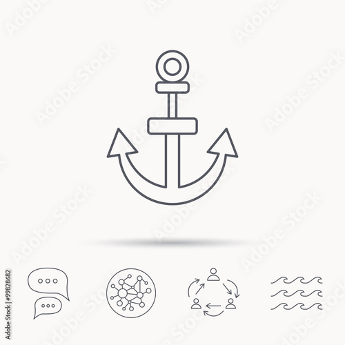 Anchor icon. Nautical drogue sign. Sea symbol.