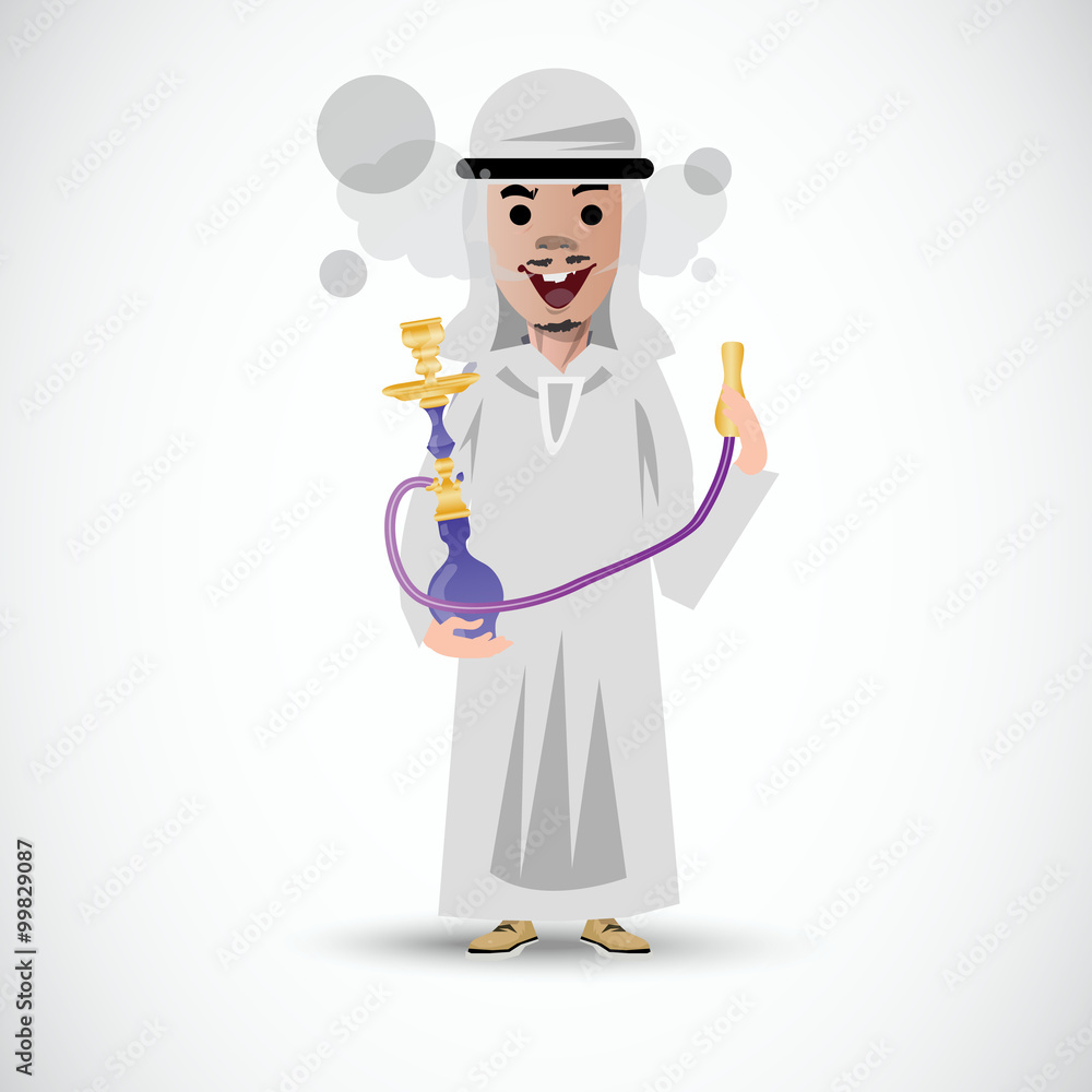 Persian man with hookah. smoking - vector Persian man with hookah. smoking - vector