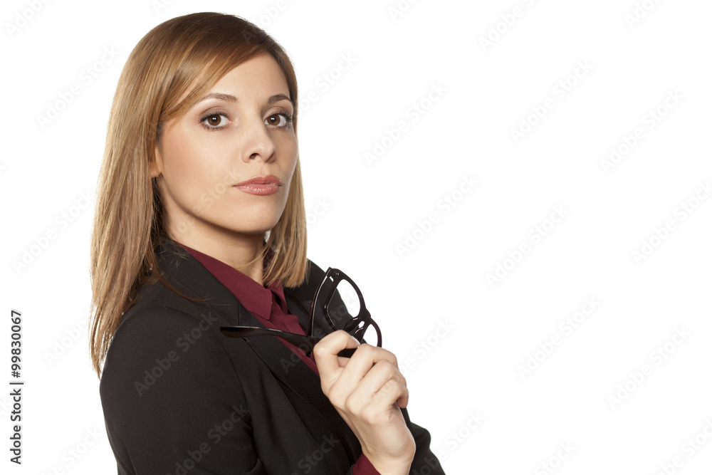 beautiful business woman posing with glasses in her hand beautiful business woman posing with glasses in her hand