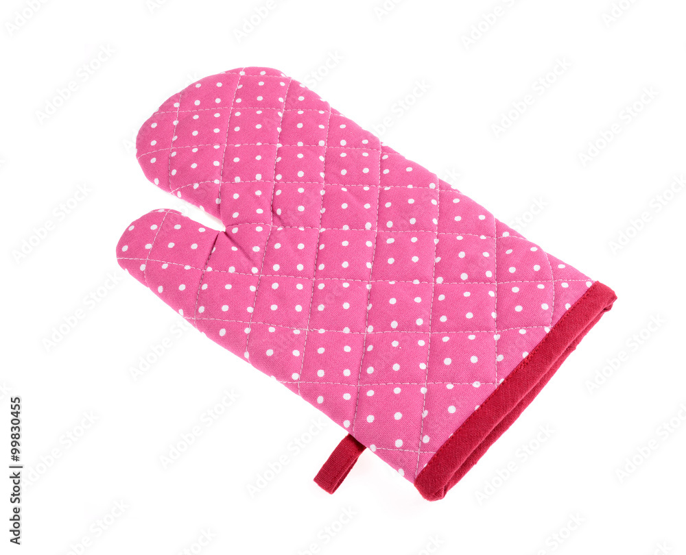 pink kitchen gloves , isolated on a white background pink kitchen gloves , isolated on a white background