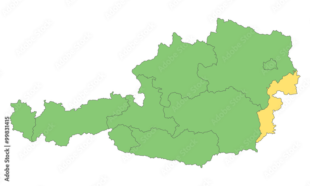 Österreich - Burgenland (Vektor in Grün)