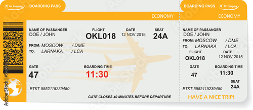 Pattern of airline boarding pass ticket