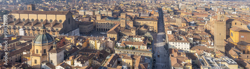 aerial view to the city and roofs in Bologna in Italy