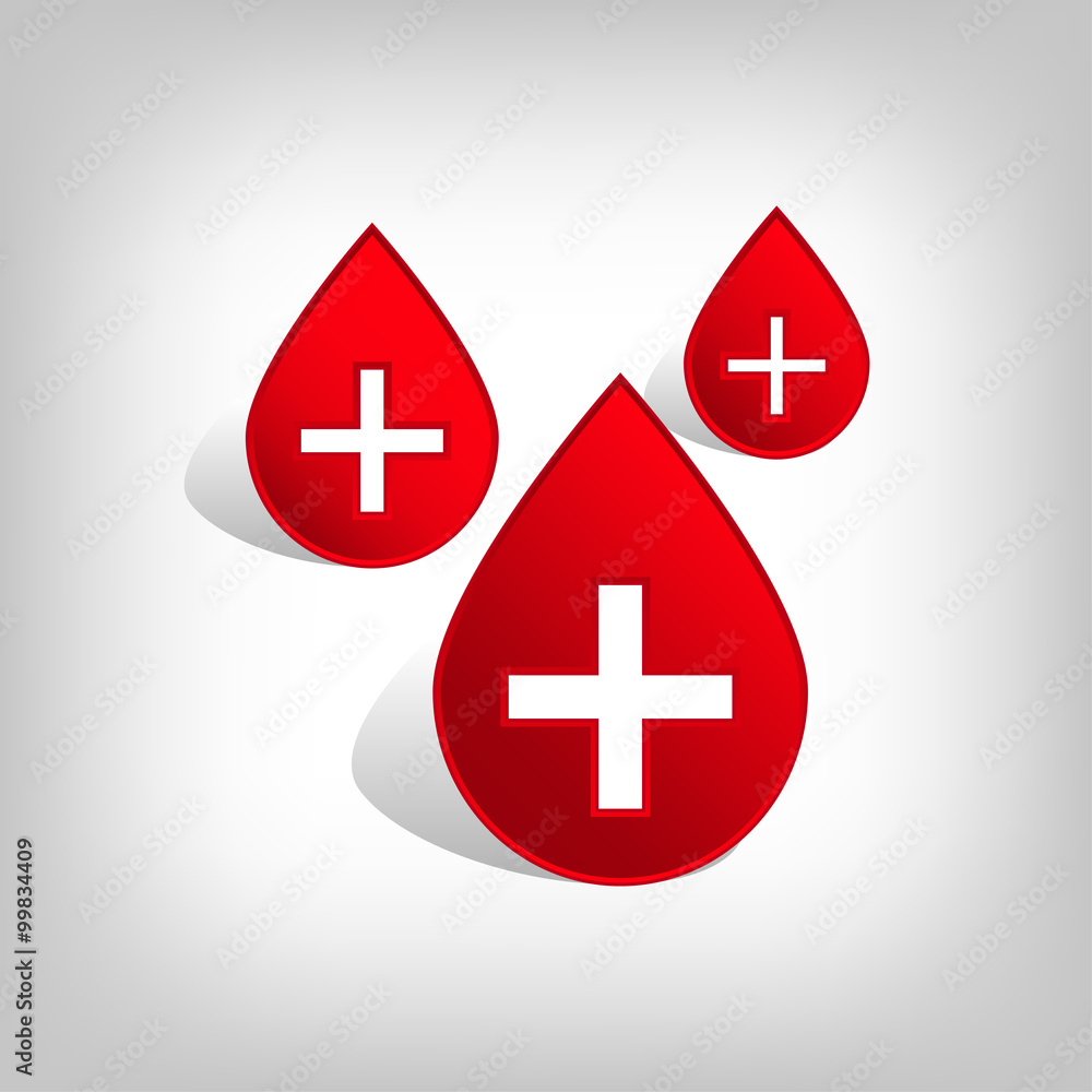 Drop of blood with the cross of Medicine - vector illustration. Red pharmacy logo or icon. Drop of blood with the cross of Medicine - vector illustration. Red pharmacy logo or icon.