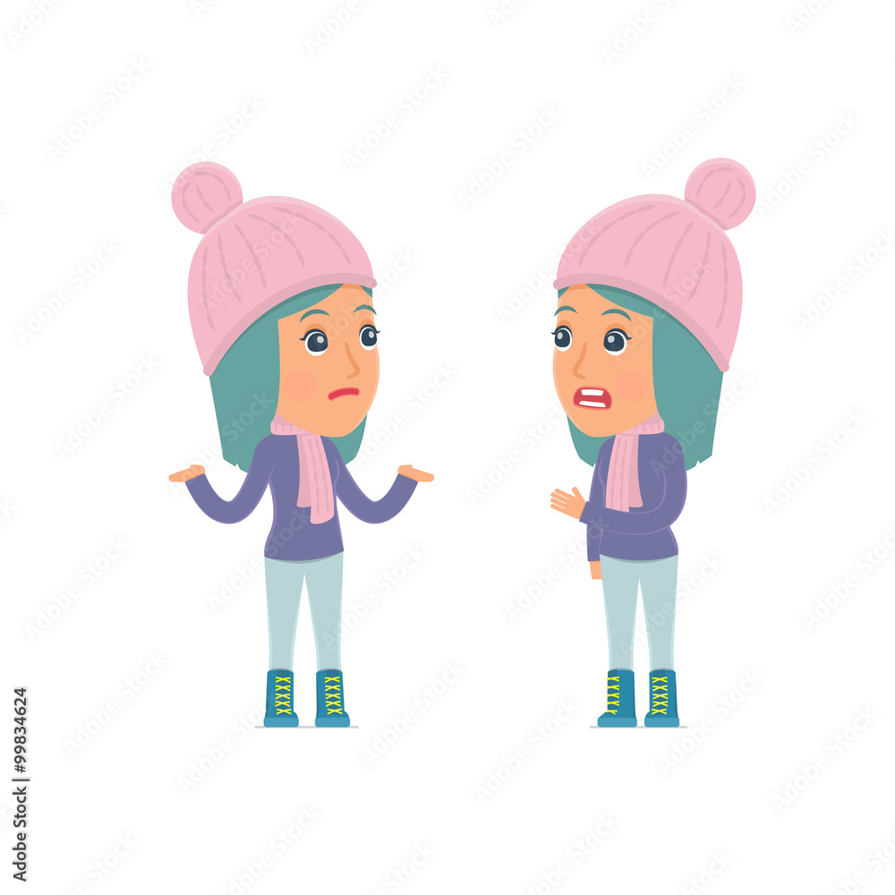 Frustrated Character Winter Girl can not help to solve the probl Frustrated Character Winter Girl can not help to solve the probl