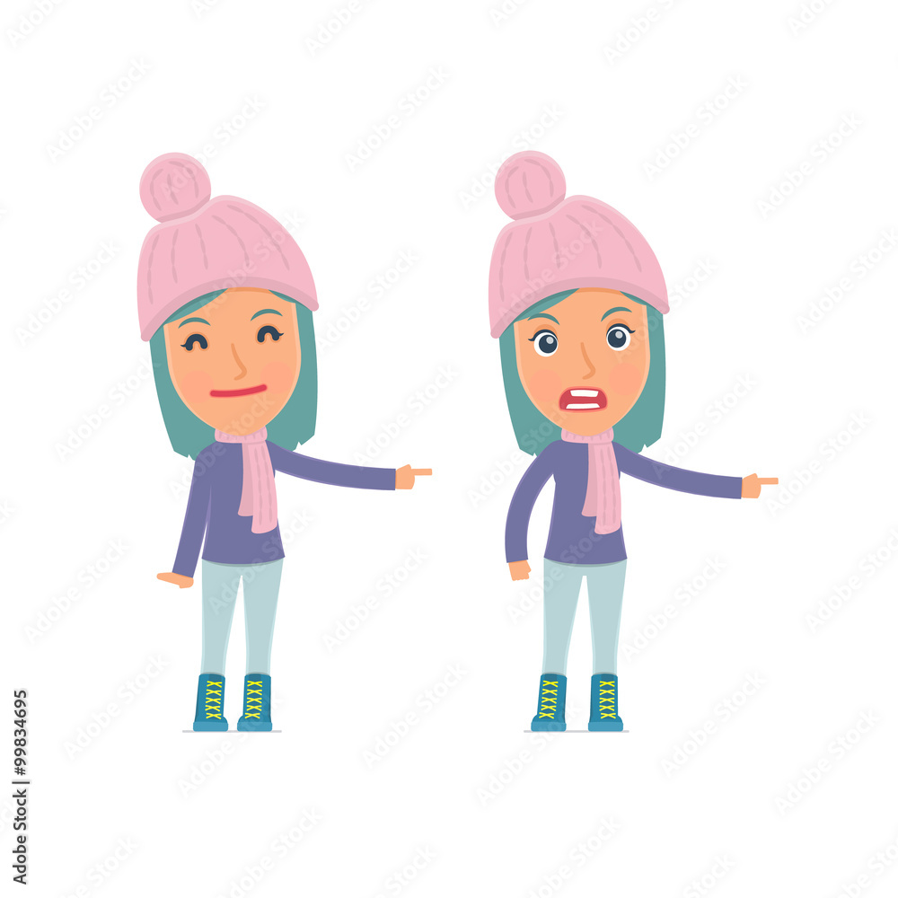 Happy and Angry Character Winter Girl making presentation using Happy and Angry Character Winter Girl making presentation using
