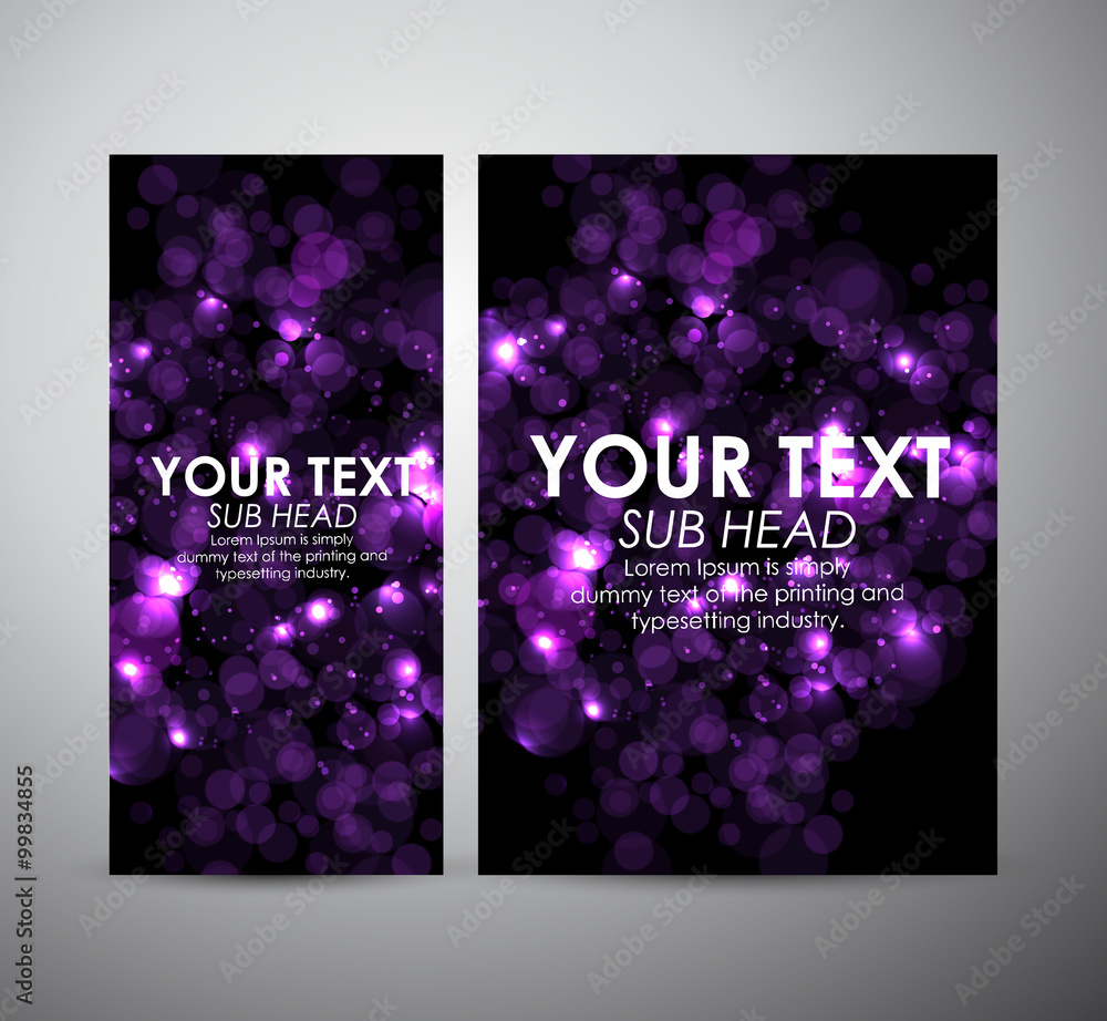 Abstract purple bokeh. business design template or roll up. Vector illustration