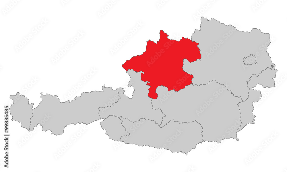 Fototapeta premium Österreich - Oberösterreich (Vektor in Rot)
