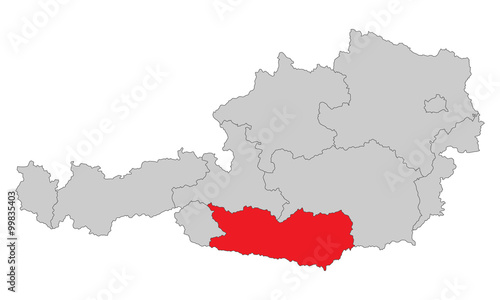 Österreich - Kärnten (Vektor in Rot)