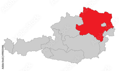 Österreich - Niederösterreich (Vektor in Rot)