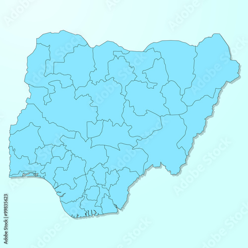 Nigeria map on blue degraded background vector