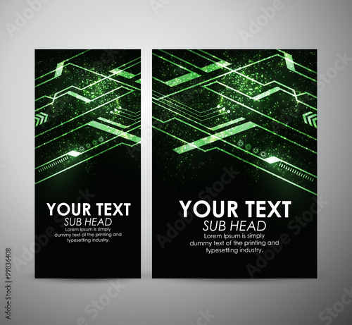 Abstract green lights technology brochure business design template or roll up. Vector illustration.