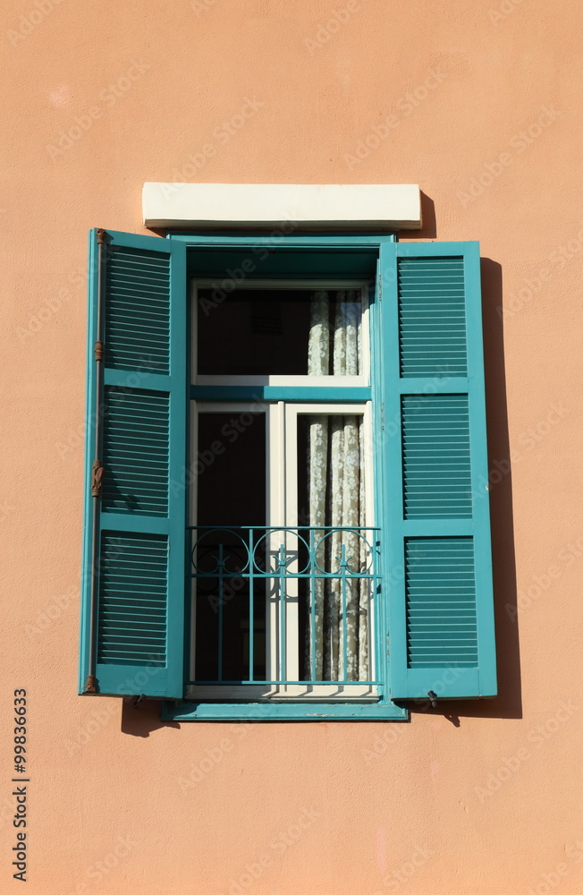 Beirut Architectural Detail: Old style green shutter window