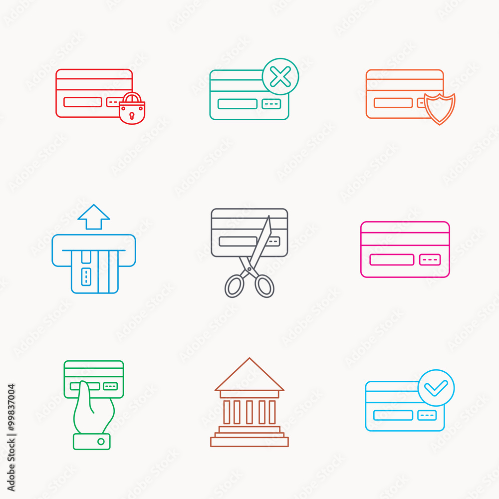Bank credit card icons. Banking signs. Bank credit card icons. Banking signs.