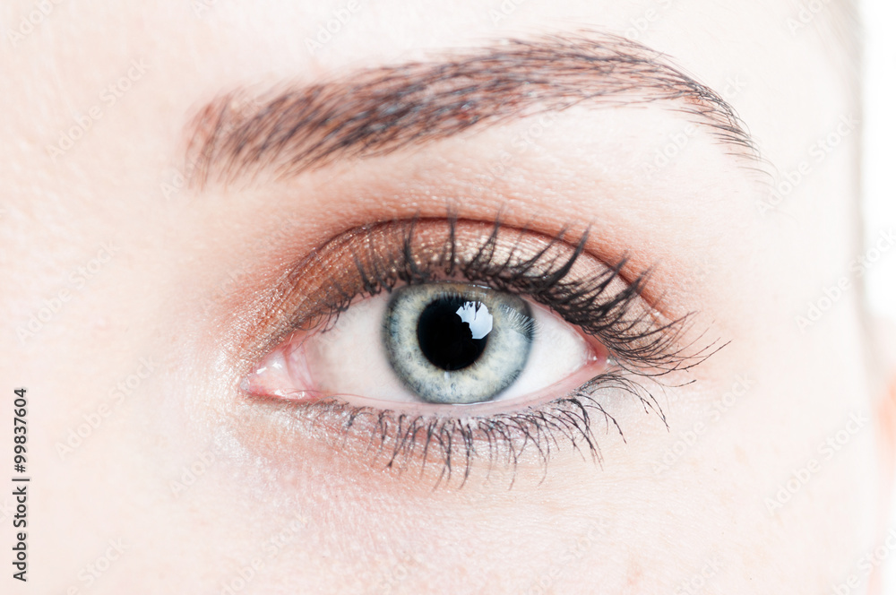 Close-up with green eye of woman model Close-up with green eye of woman model