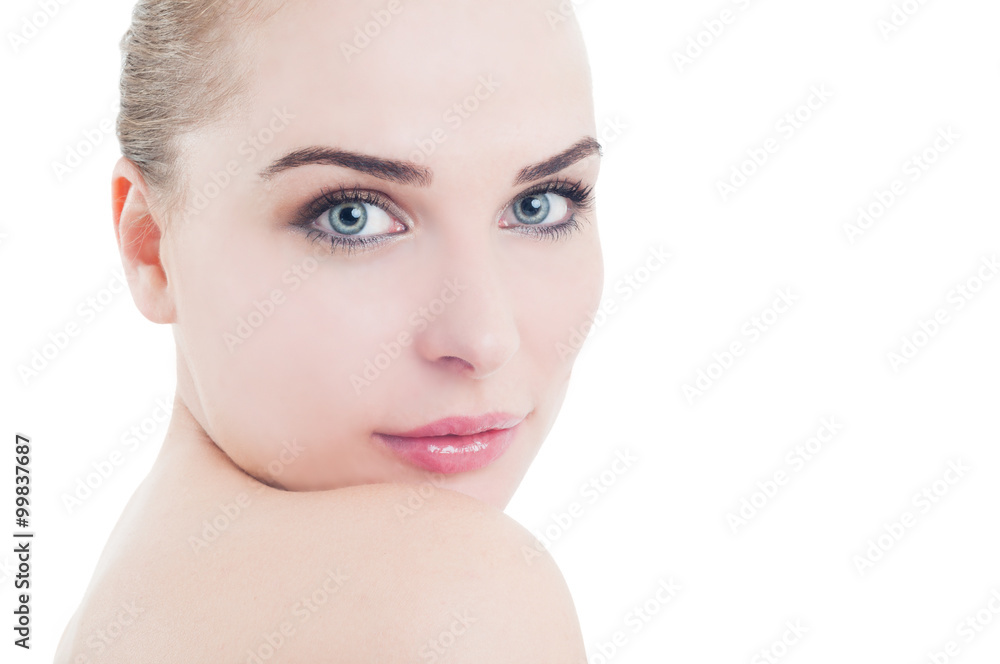 Perfect skin woman face with beautiful eyes