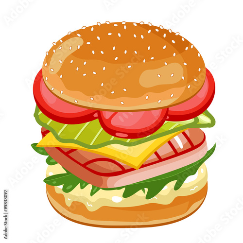 Fish Burger on white background.