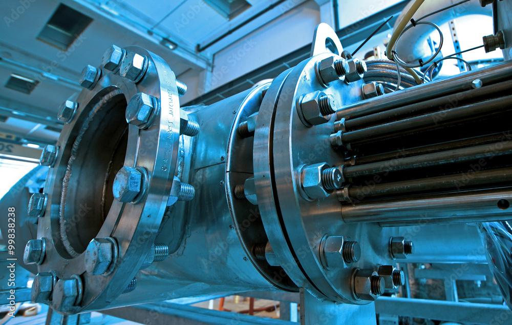 Obraz premium Industrial zone, Steel pipelines and equipment
