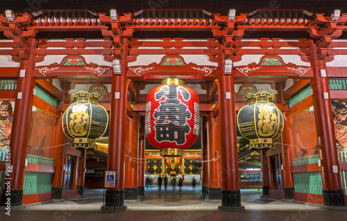 The famous Sensoji Temple at night in Tokyo, Japan
