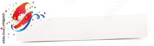 Banner mit Narrenkappe und Konfetti