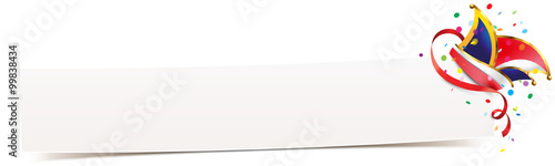 Banner mit Narrenkappe und Konfetti