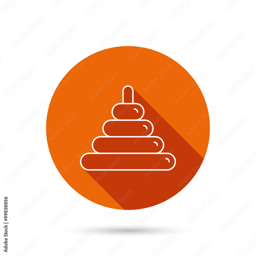 Pyramid baby toy icon. Child tower game sign. Pyramid baby toy icon. Child tower game sign.