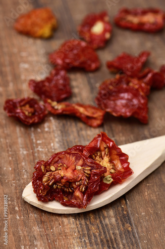 sun-dried tomatoes on a wooden table