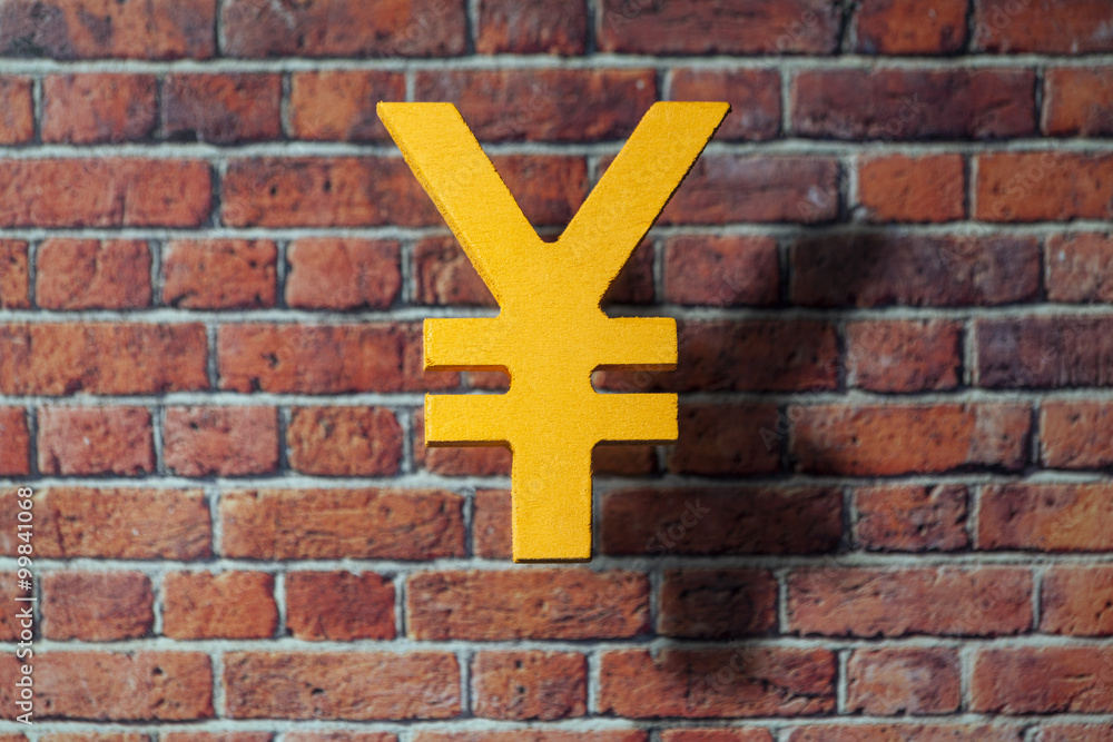 Fototapeta premium International money icon and currency units front of the British style wall