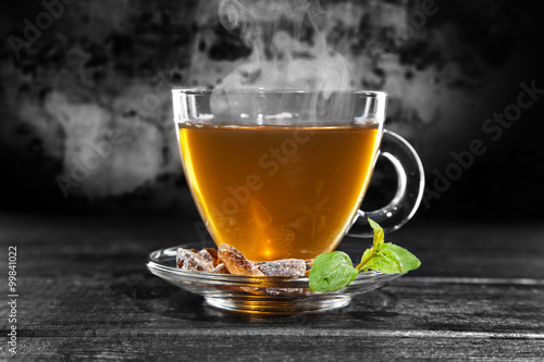 Cup of tea on dark background