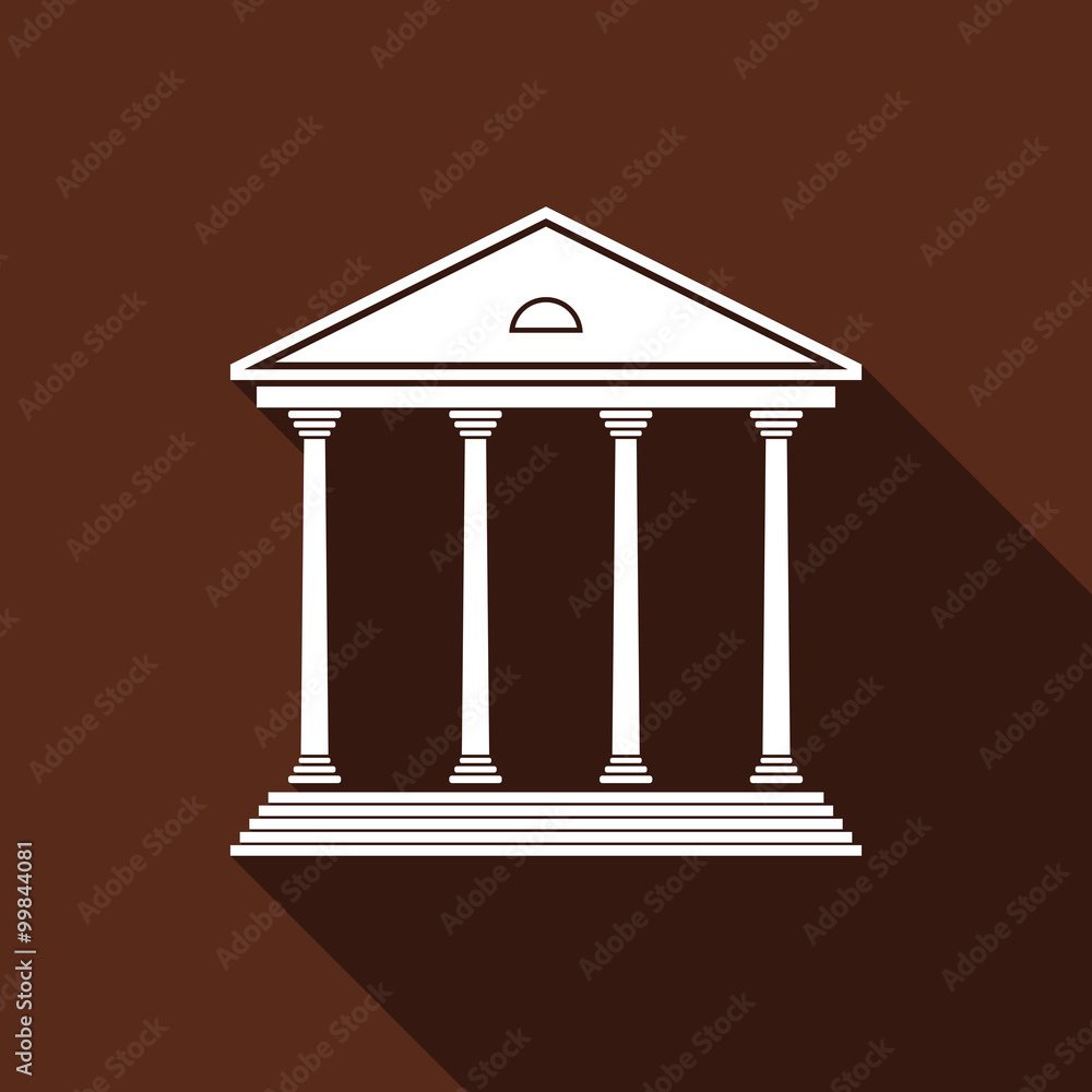 Courthouse icon with long shadow. Courthouse icon with long shadow.