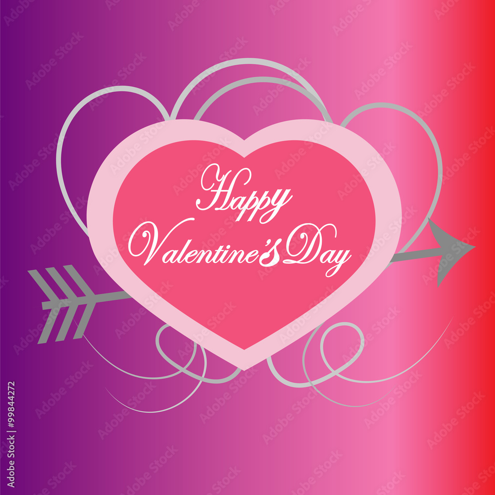 happy valentine's day vector, with heart and arrow