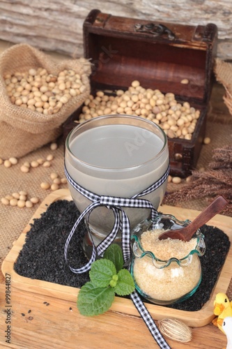 Soybean milk mix black sesame .