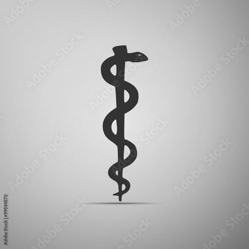 Rod of Asclepius Snake Coiled Up Silhouette.