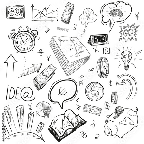 Business hand drawing, vector illustrations.