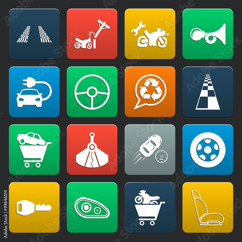 car, accident 16 simple icons set for web