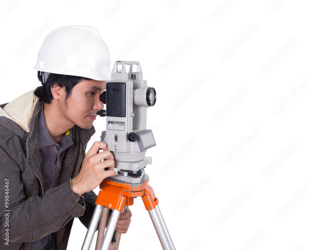engineer working with survey equipment theodolite engineer working with survey equipment theodolite