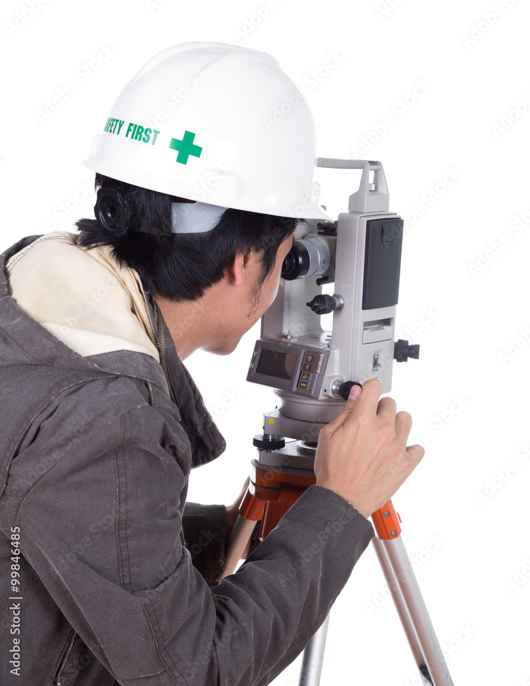 engineer working with survey equipment theodolite engineer working with survey equipment theodolite