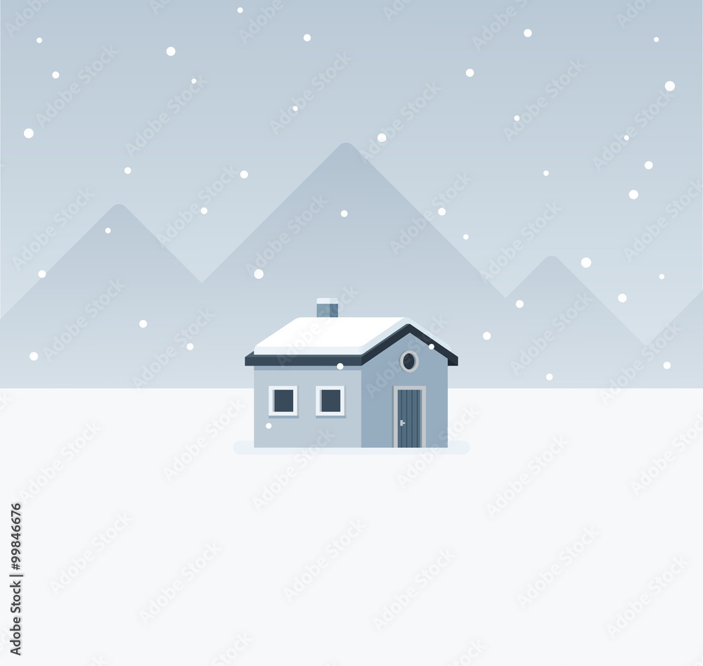 Winter cabin landscape Winter cabin landscape