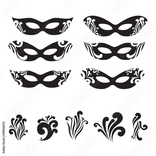 Six Masquerade mask silhouettes