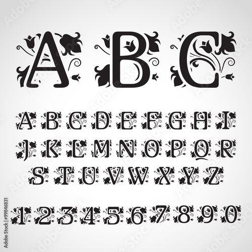 Set of vintage style initial letters.