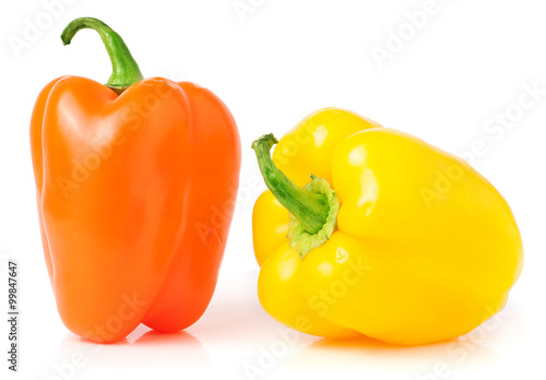 Bell peppers isolated on white background closeup