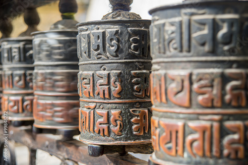 Close up of praying wheels in Kathmandu