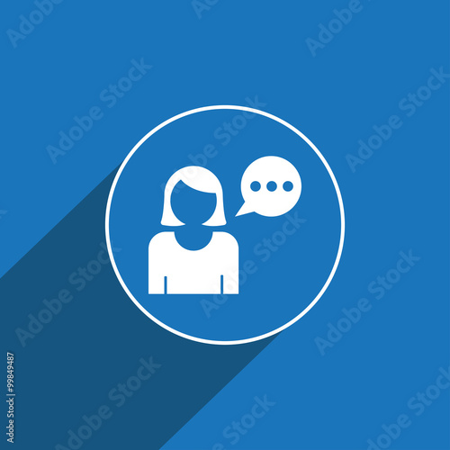 Woman with speech balloon icon