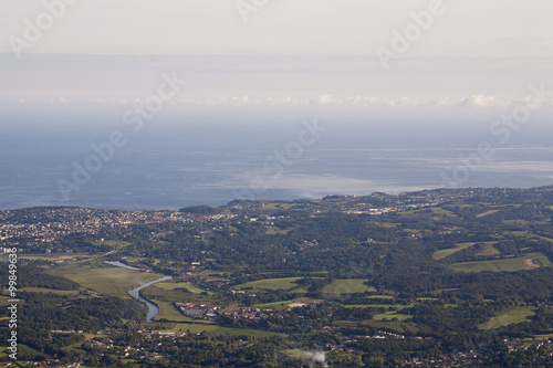 View from the Summit of Mont La Rhune. Mt La Rhune lies in the south of France on the Spanish border. From the top you can see from Saint-Jean-de-Luz to up past Biarritz on the Silver Coast .