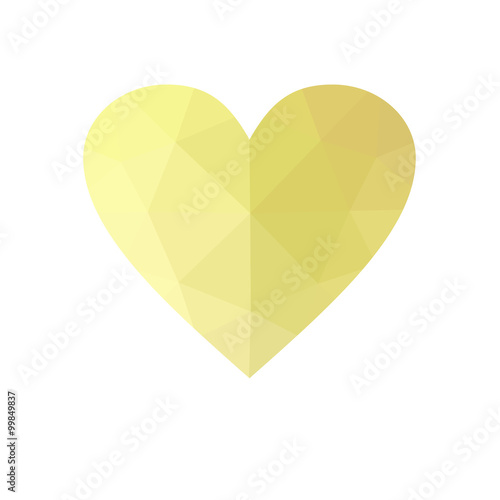 Yellow heart isolated on white background.