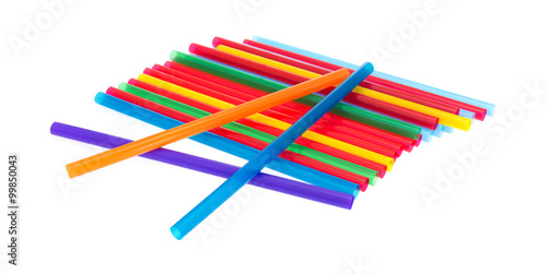 Obraz na plátně Jumbo sized smoothie milkshake straws on white background