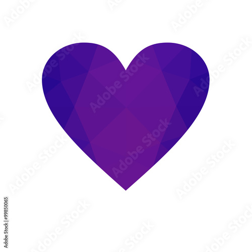 Purple heart isolated on white background.
