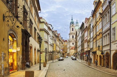 View to the street in the old center of Prague - the capital and largest city of the Czech Republic - travel background © Roxana